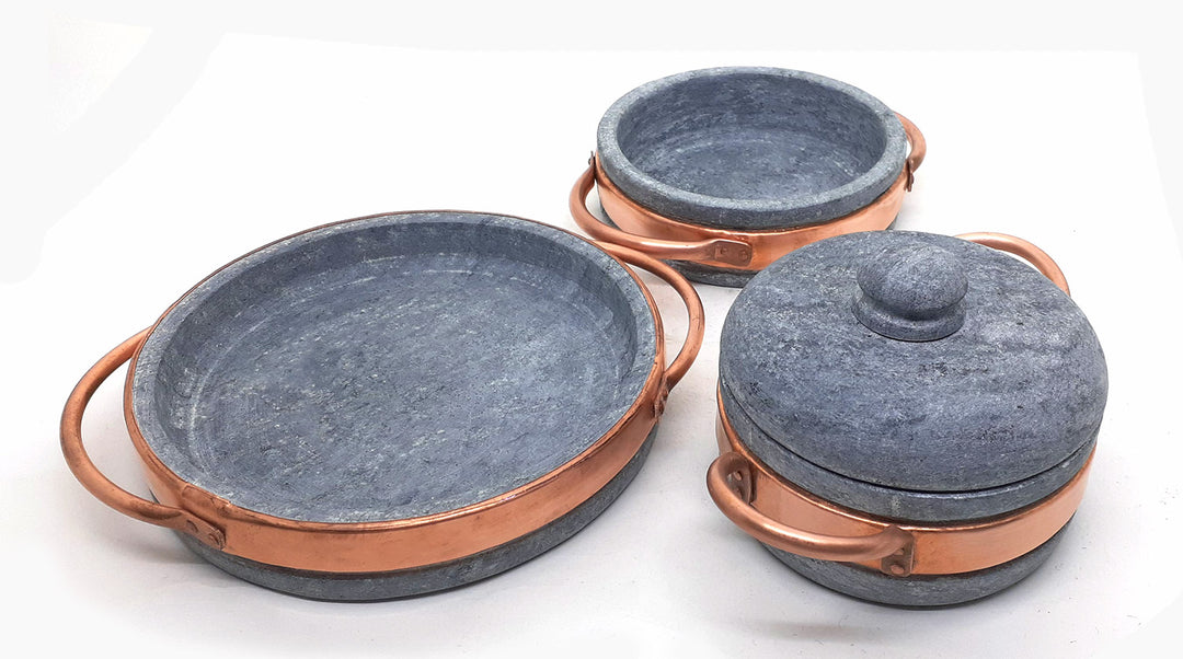 Cookstone Cuprum Line Mini Soapstone Cookware Set - Handmade, Non-stick