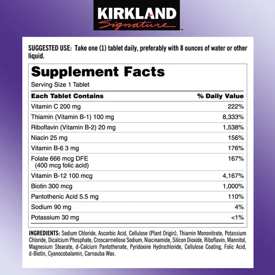 Kirkland Signature Super B-Complex with Electrolytes & Vitamin C (500 Tablets Bottle)