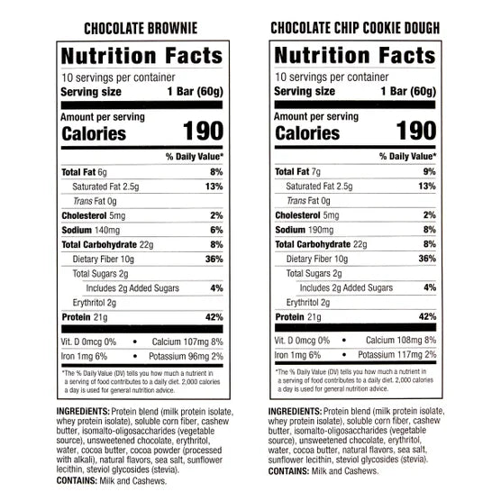 Kirkland Signature Protein Bar Variety Pack 20 Pack – High Protein Snack, No Artificial Flavors, 2.12 oz Bars