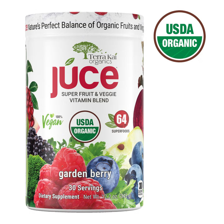 Terra Kai Organics USDA Organic Juce Super Fruit & Veggie Powder, 12.2 oz - Garden Berry
