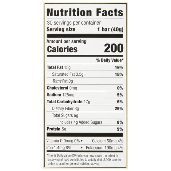 Kirkland Signature Nut Bars with Cocoa Drizzle & Sea Salt, Almonds Cashews & Pecans, 5g Protein, High Fiber Snack Bars – 30 Count (1.41 oz Each