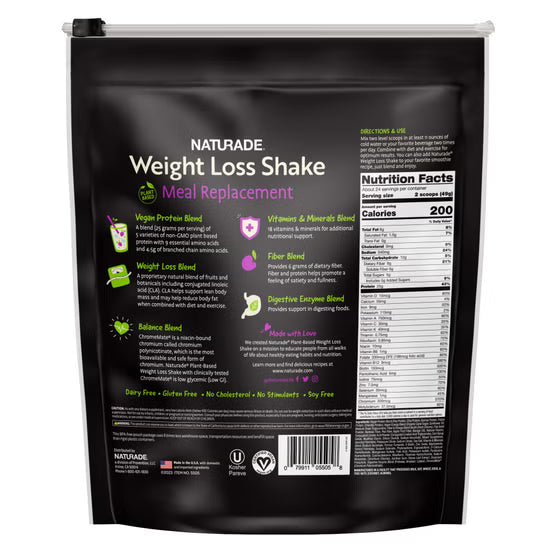 NATURADE Plant-Based High Protein Shake, Vanilla Creme, 2.5 lbs