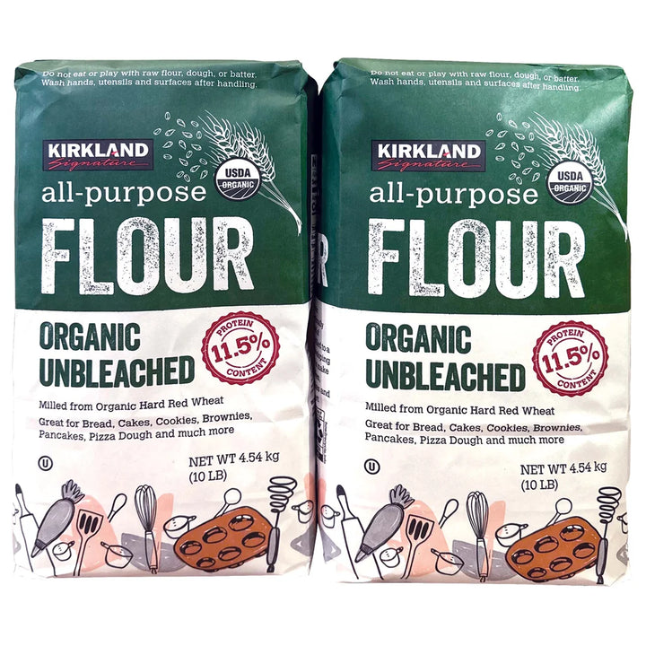 Kirkland Signature Organic Unbleached All-Purpose Flour, Kosher, 10 lb Bags, 2-Pack