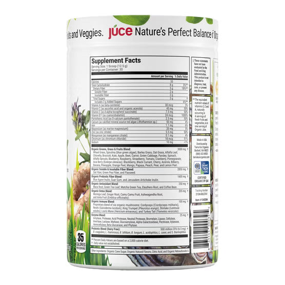 Terra Kai Organics USDA Organic Juce Super Greens Fruit and Veggie Powder, 13.23 oz - Garden Apple