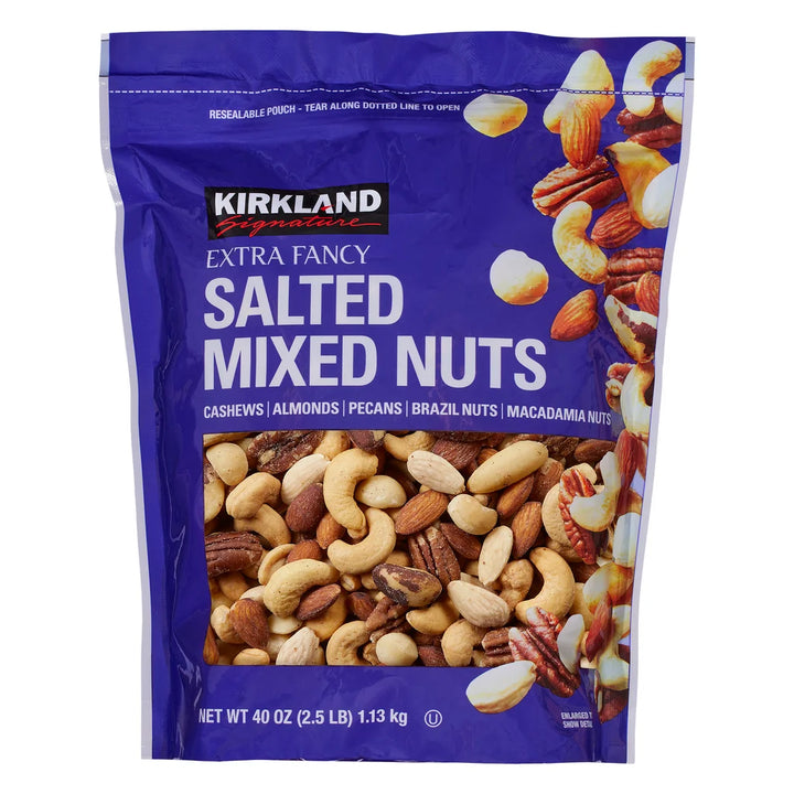 Kirkland Signature Extra Fancy Mixed Nuts 40 oz – Salted Premium Nut Mix, Kosher, Resealable Pouch