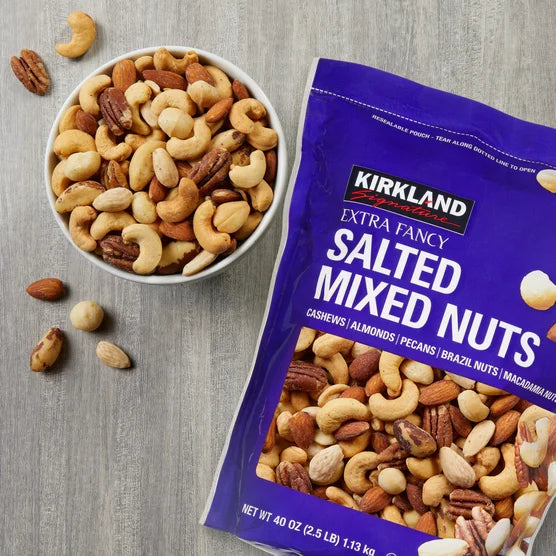 Kirkland Signature Extra Fancy Mixed Nuts 40 oz – Salted Premium Nut Mix, Kosher, Resealable Pouch