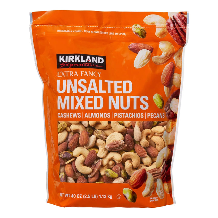 Kirkland Signature Extra Fancy Mixed Nuts 40 oz – Unsalted Premium Nut Mix with Cashews, Almonds, Pistachios & Pecans