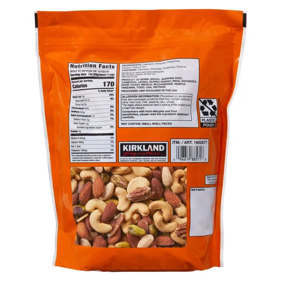 Kirkland Signature Extra Fancy Mixed Nuts 40 oz – Unsalted Premium Nut Mix with Cashews, Almonds, Pistachios & Pecans