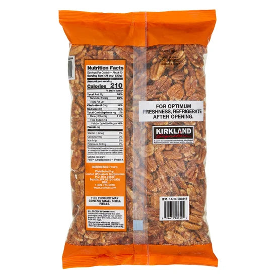 Kirkland Signature Pecan Halves 2 lb – US Fancy Grade #1 Premium Pecans for Snacking & Baking