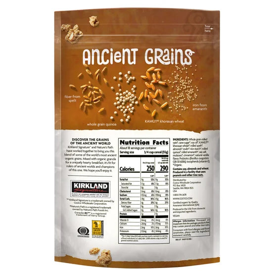Kirkland Signature Organic Ancient Grain Granola 35.3 oz – USDA Organic, Probiotic Granola, Healthy Breakfast
