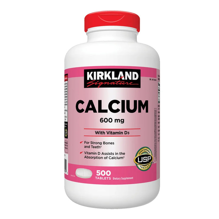 Kirkland Signature Calcium 600mg with Vitamin D3 Bone Health Supplement (500 Tablets Bottle)