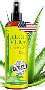 Seven Minerals 99% Pure Organic Aloe Vera Spray for Body and Hair, 12 fl oz