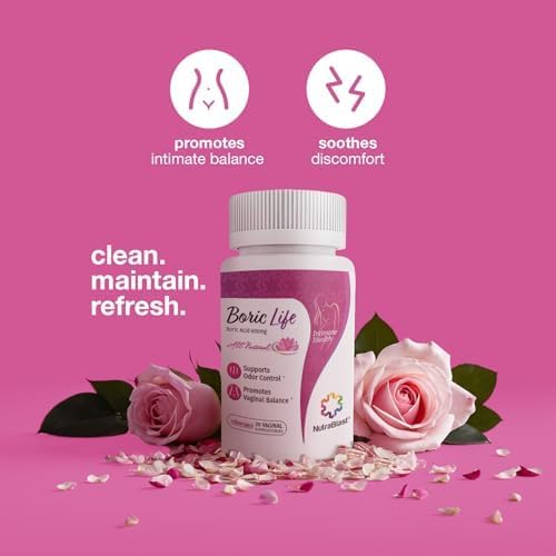 NutraBlast Boric Acid Suppositories 600mg - Vaginal Odor & Hygiene Support (30 Count)