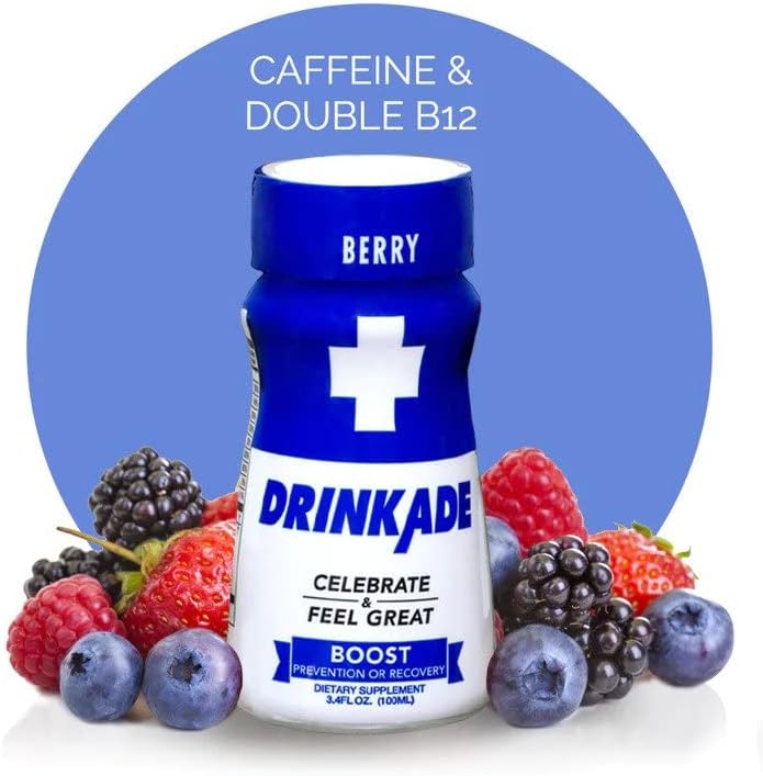 DrinkAde Boost – Hydration &Drinkade Energy Support Drink with Electrolytes, Green Tea & B Vitamins – Sugar-Free, Vegan – 6 Pack