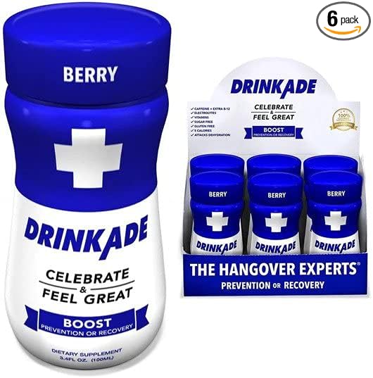 DrinkAde Boost – Hydration &Drinkade Energy Support Drink with Electrolytes, Green Tea & B Vitamins – Sugar-Free, Vegan – 6 Pack