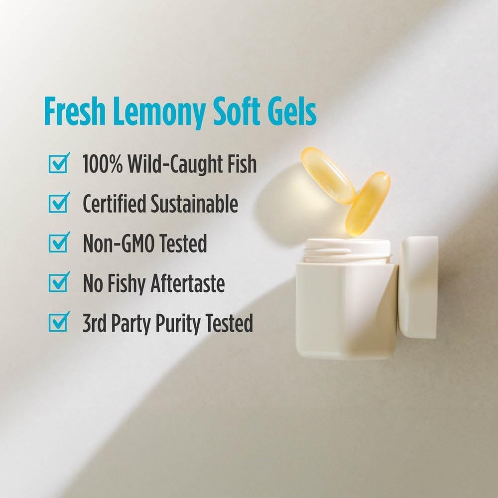 Nordic Naturals Ultimate Omega Lemon Softgels - 1280mg Omega-3 EPA & DHA – Non-GMO