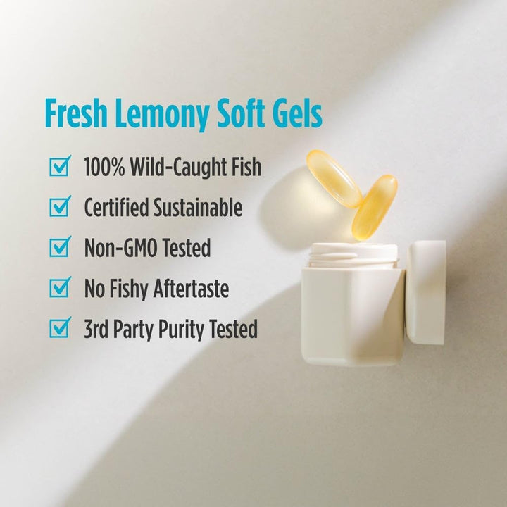 Nordic Naturals Ultimate Omega Lemon Softgels - 1280mg Omega-3 EPA & DHA – Non-GMO