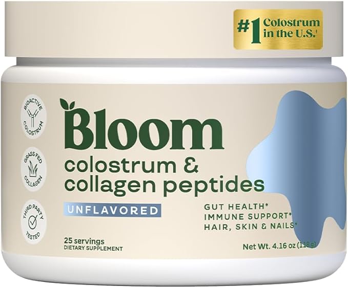 Bloom Nutrition Bovine Colostrum Powder with Vitamin B12 | 25 Servings