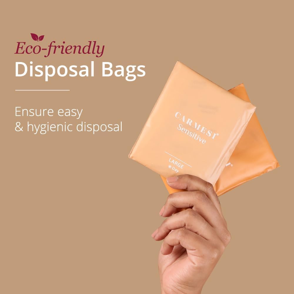 Carmesi Sensitive Sanitary Napkins with Soft Wings – Large Size, 30 Count