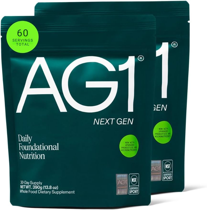 AG1 Next Gen Greens Powder | Advanced Multinutrient Superfood Blend | Vegan, Gluten Free & Keto Friendly | 83 Vitamins & Botanicals