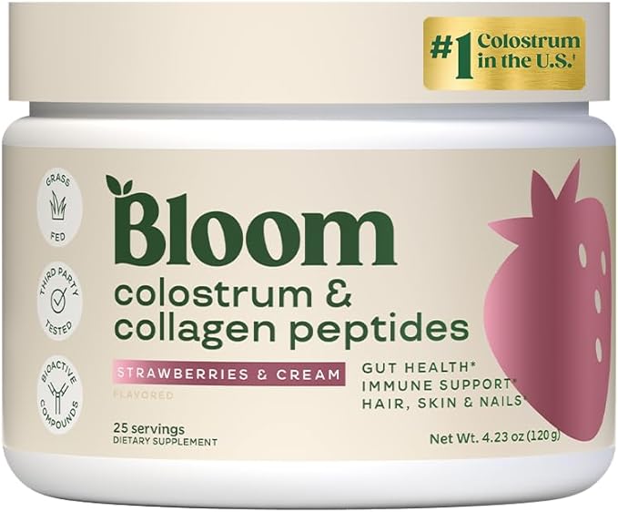 Bloom Nutrition Bovine Colostrum Powder with Vitamin B12 | 25 Servings