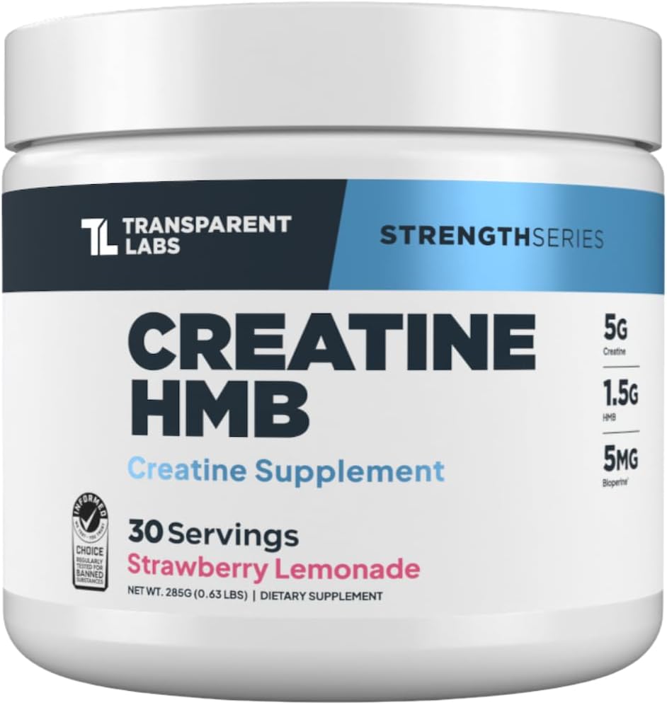 Transparent Labs Creatine HMB Powder - Creatine Monohydrate with HMB, Muscle Growth & Strength Support - 30 Servings, 359g