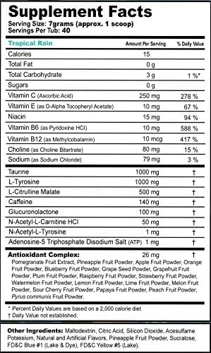 Gamma Labs G Fuel Tropical Rain Energy Drink Powder Sugar Free, 40 Servings