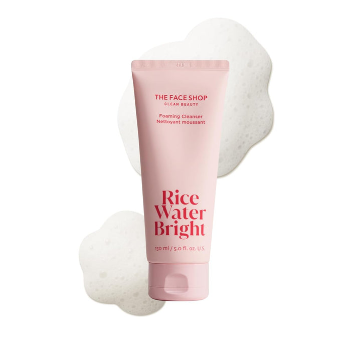 The Face Shop Rice Water Bright Foaming Facial Cleanser, 150ml – Gentle Hydrating Face Wash