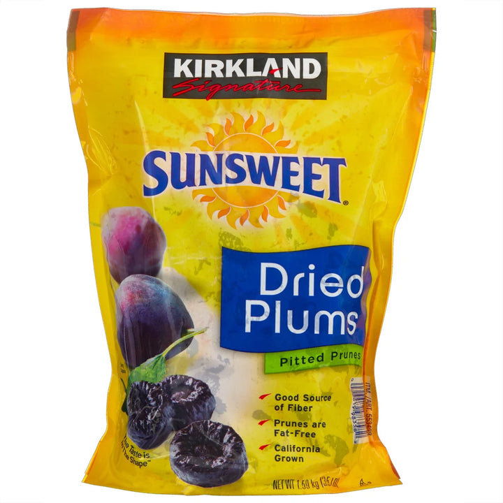 Kirkland Signature Sunsweet Whole Dried Plums 3.5 lb – California Prunes, High Fiber Healthy Snack