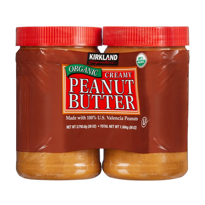 Kirkland Signature Organic Creamy Peanut Butter Dry Roasted with Sea Salt (2 Pack of 28 oz / 794g)