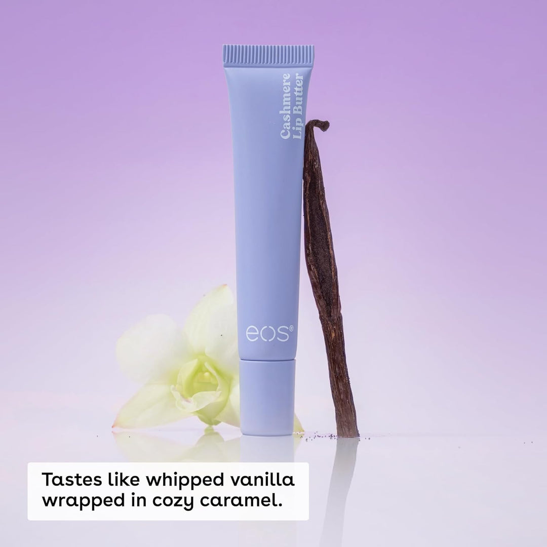 eos Cashmere Lip Butter – Vanilla Cashmere, Peptide Lip Balm with Shea, Cocoa & Argan Butters – 0.35 fl oz