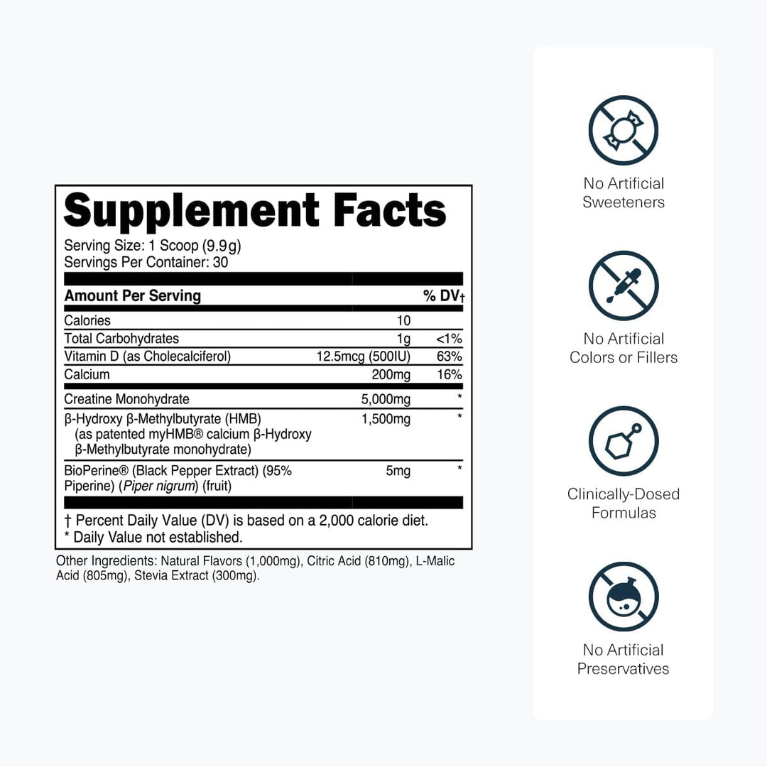 Transparent Labs Creatine HMB Powder - Creatine Monohydrate with HMB, Muscle Growth & Strength Support - 30 Servings, 359g
