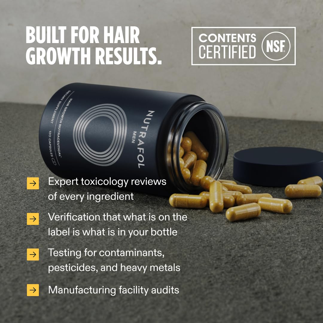 Nutrafol Men’s Hair Wellness Supplement – Supports Hair Strength & Scalp Health – 1 Month Supply (Refill Pouch)