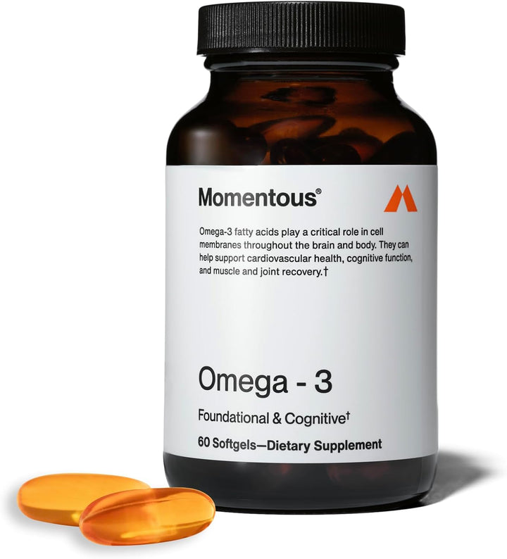 Momentous Omega-3 Fish Oil | 1600 mg EPA & DHA | High-Potency Supplement for Brain, Heart & Joint Support | NSF Certified for Sport | Non-GMO | 30 Servings