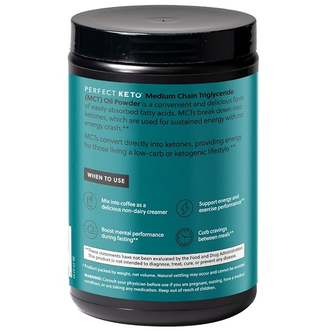 Perfect Keto MCT Oil Powder Dairy-Free Keto Coffee Creamer Gluten-Free Powder for Smoothies, Shakes & Low-Carb Recipes – 30 Servings