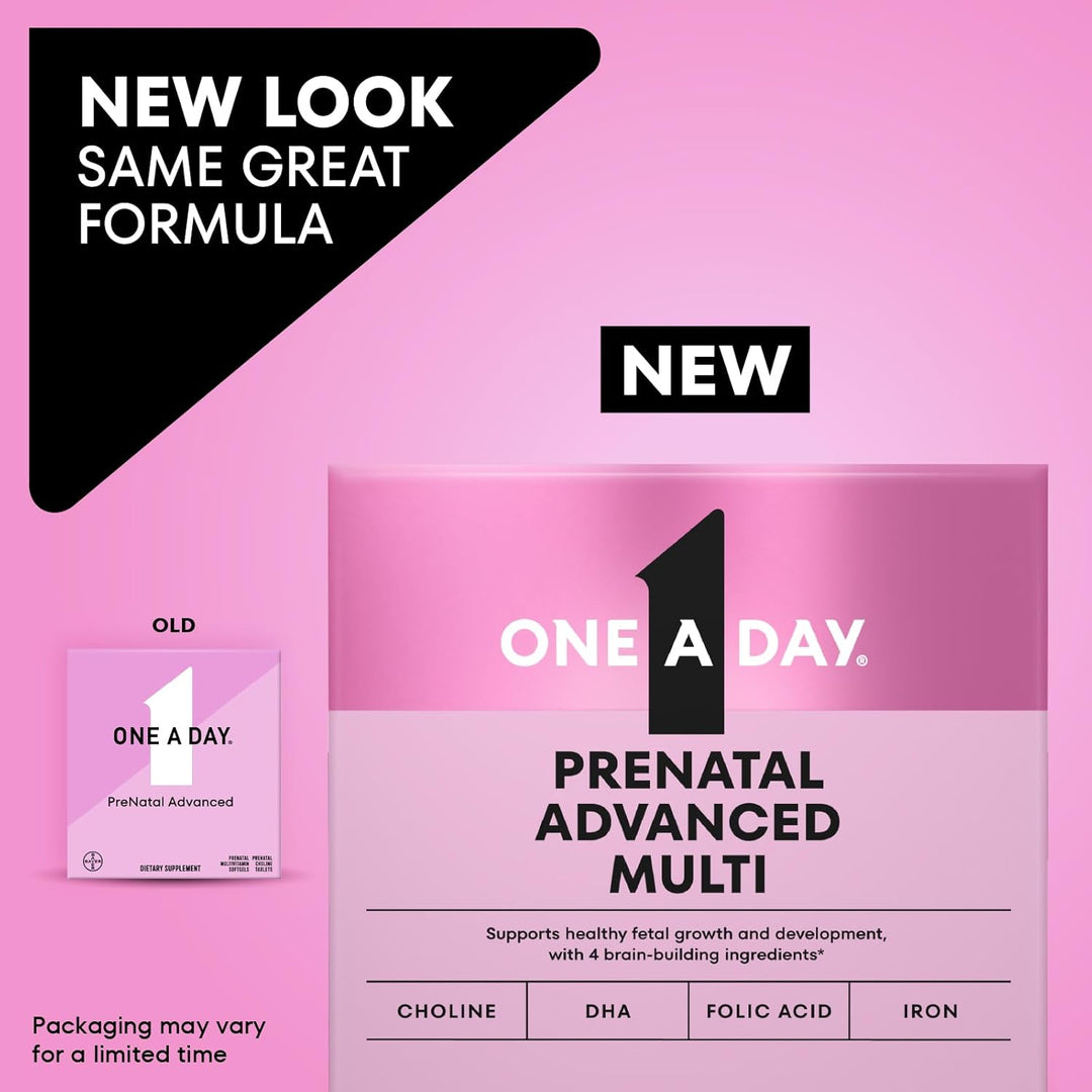One A Day Prenatal Advanced Vitamins – 120 Count (60 Softgels + 60 Tablets)