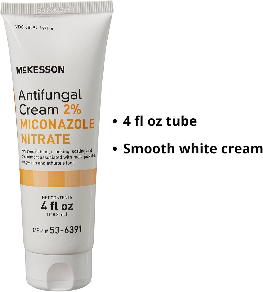 McKesson Antifungal Cream 2% Miconazole Nitrate tube on a white background