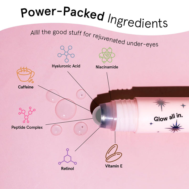 grace & stella Under Eye Brightening Roller with Retinol & Caffeine – Puffiness, Dark Circles & Fine Lines Treatment (15ml)
