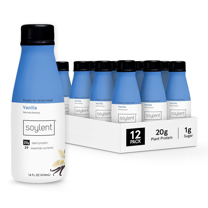 Soylent Plant-Based Meal Replacement Shake – 20g Protein, 1g Sugar, 14oz (12 Pack)