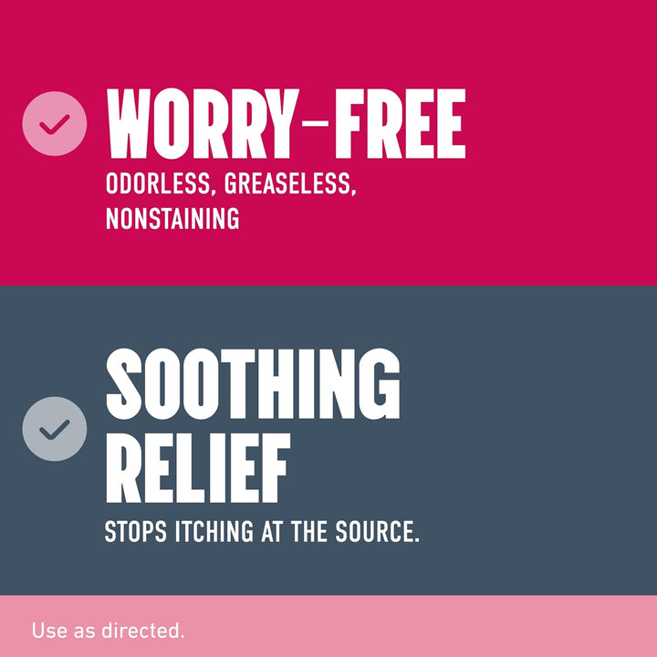 A digital graphic with two horizontal panels. The top panel is bright pink with white text reading 'WORRY-FREE' and smaller text 'ODORLESS, GREASELESS, NONSTAINING' next to a pink checkmark.