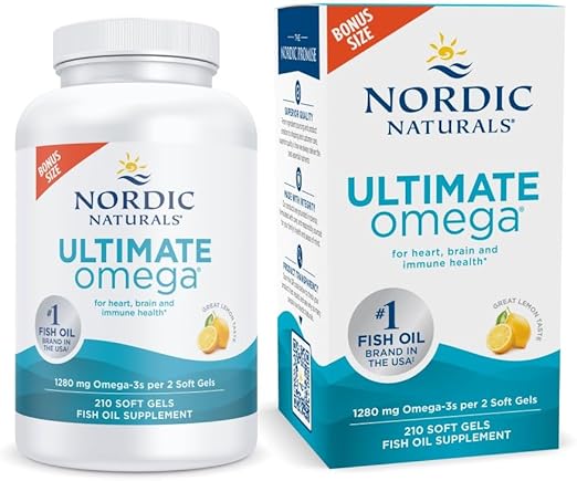 Nordic Naturals Ultimate Omega Lemon Softgels - 1280mg Omega-3 EPA & DHA – Non-GMO