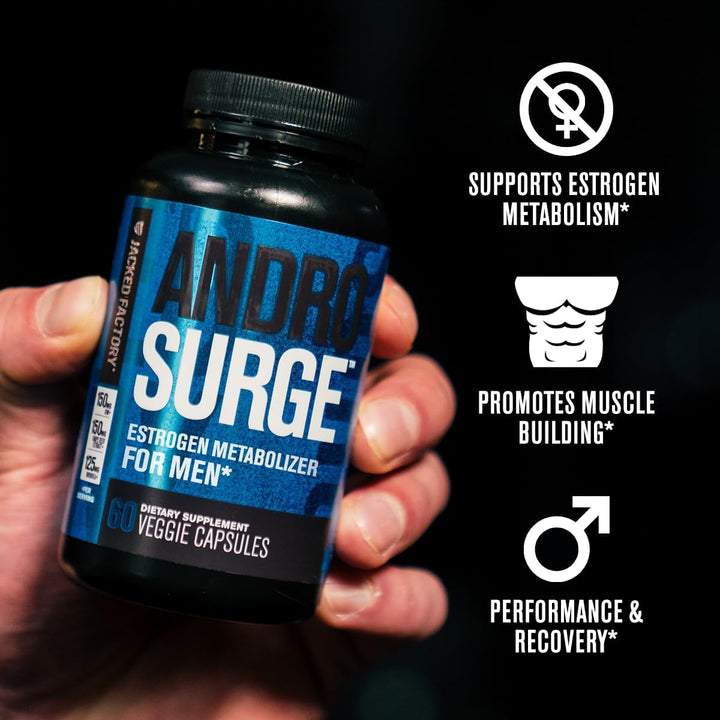 Jacked Factory Androsurge Estrogen Blocker & Vitality Supplement for Men, 120 Count