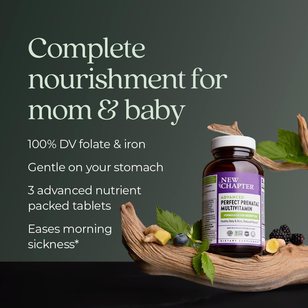 New Chapter Advanced Perfect Prenatal Vitamins – Methylfolate, Iron, Vitamin D3 & Ginger – Organic, Non-GMO, 270 Tablets