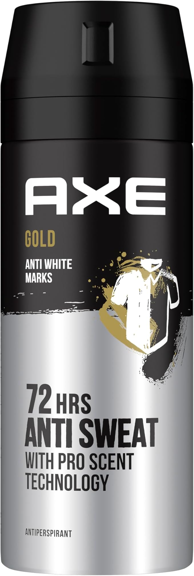 Axe Men Antiperspirant Deodorant Spray, Gold, 150 ml – 72H Odour & Sweat Protection, Anti-Marks