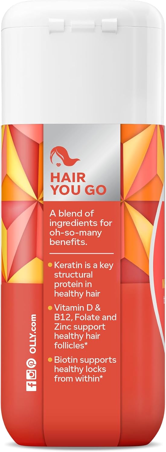 OLLY Ultra Strength Hair Softgels, Biotin & Keratin, 30 Ct