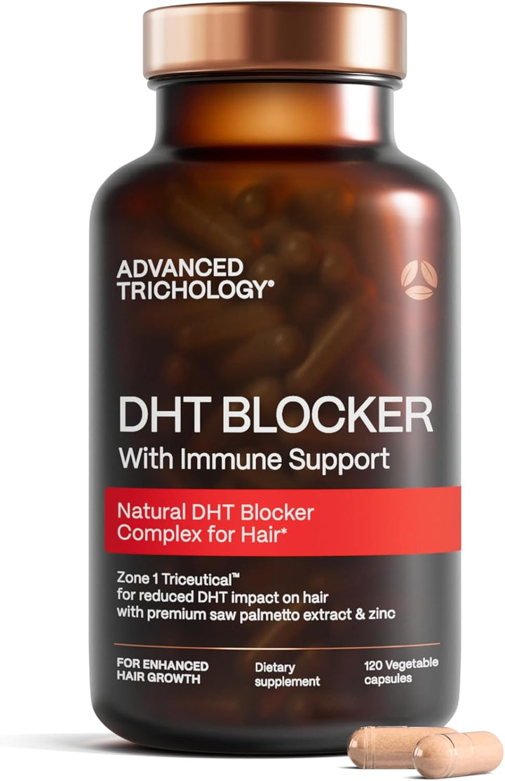 Advanced Trichology DHT Blocker Hair Growth Supplement – For Men & Women, Supports Thinning Hair & Scalp Health, Natural Formula, Vegetarian