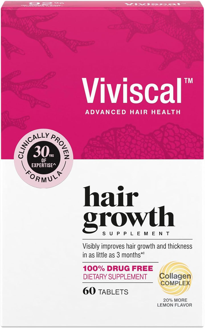 Viviscal Hair Growth Supplements for Women – Collagen Complex with Biotin, Zinc & Vitamin C, Thicker Fuller Hair, 60 Tablets, 1 Month Supply