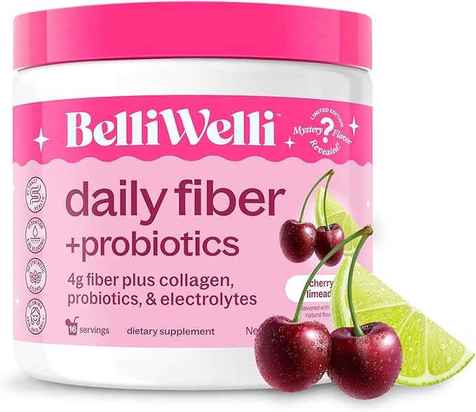 Belli Welli Daily Fiber Supplement – Organic Acacia Fiber with Collagen, Electrolytes & Probiotics – 30 Servings