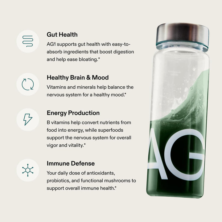 AG1 Daily Greens Powder | Multinutrient Superfood Blend | Unflavored | Vegan, Gluten Free & Keto Friendly | 75 Vitamins & Botanicals