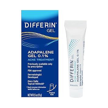 Differin Acne Gel Gentle Skin Care for Acne Prone Sensitive Skin, 15g Tube (Packaging May Vary)